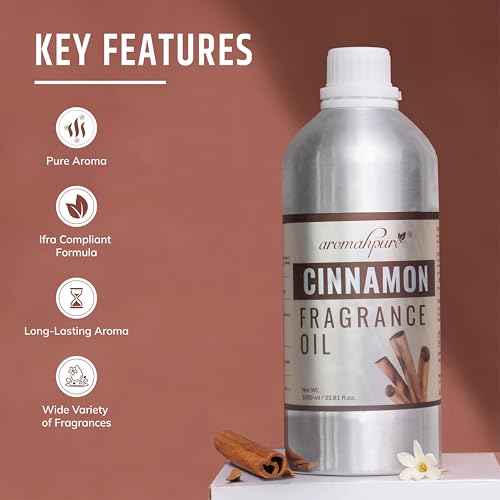 Image of Aromahpure Cinnamon Aroma Oil | 1 liter Undiluted & Natural | Long-Lasting Scent for Aromatherapy, Candle & Soap Making, Diffusers, Room Freshener, Humidifier, Bathroom Revitalizer & Home Essentials