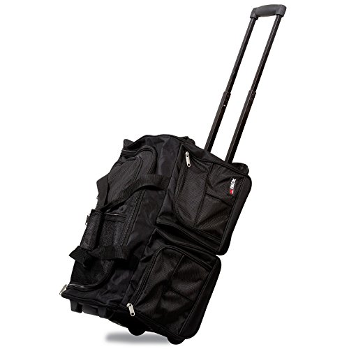 Hipack Carry-on Rolling Duffle Bag, Black, 20-Inch