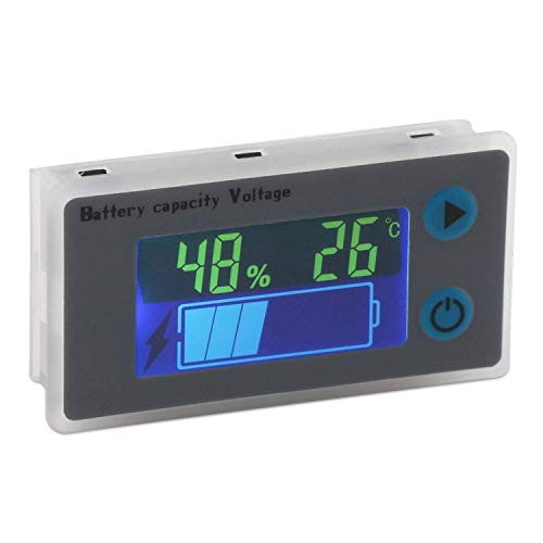 Fasizi Monitor de Capacidad de la batería 10-100V Batería programable Medidor de Temperatura de Voltaje Medidor 12V 24V 36V 48V Pantalla LCD Indicador de Porcentaje