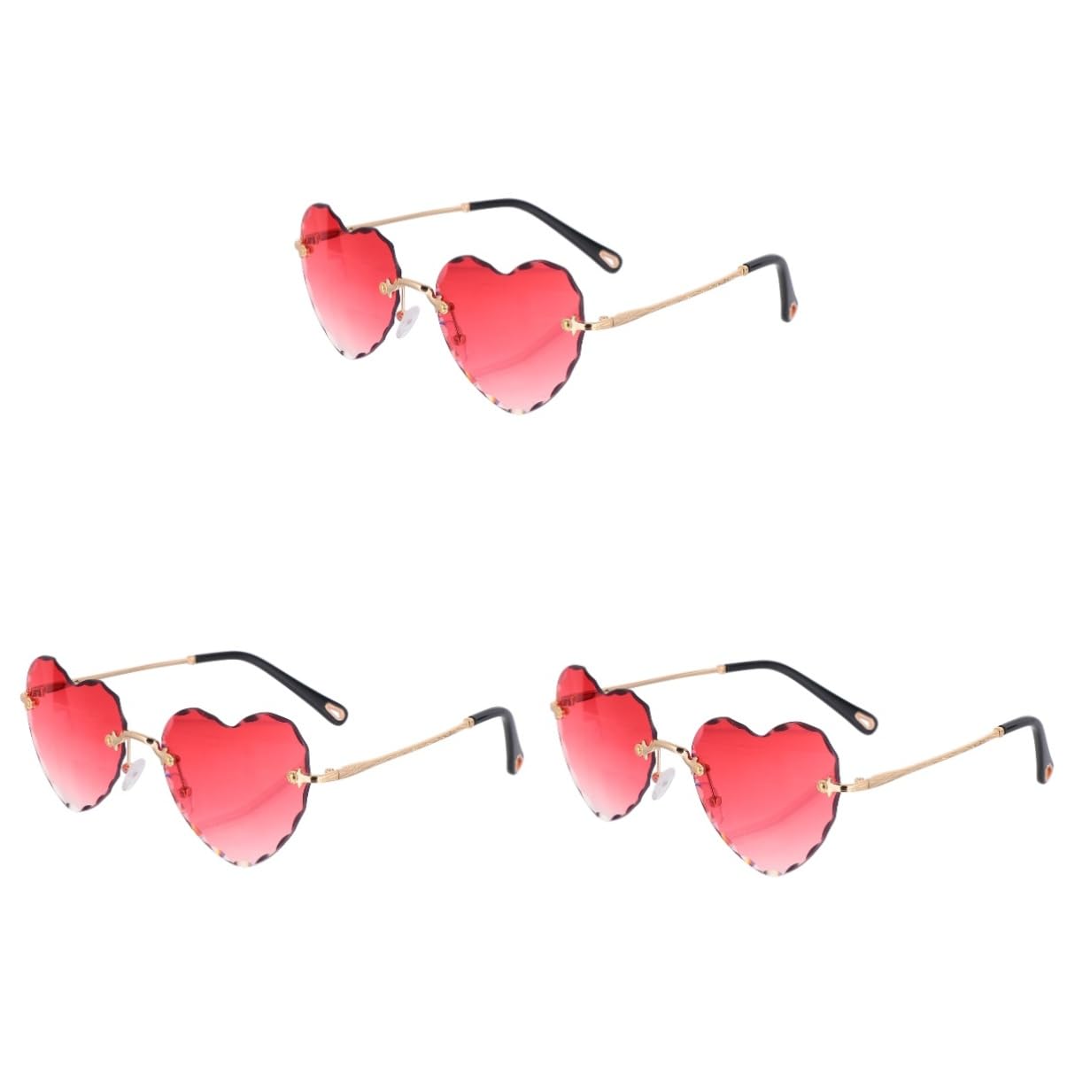 MAGICLULU 3 Pz da sole light the masquerade durevole sunglasses party strenne arredamento esterno da a forma di cuore senza cornice alla moda Metallo rosso
