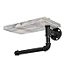 Retro Industrial Style Wall-Mounted Iron Pipe & Wood Toilet Paper Holder with Wood Shelf Phone Tray for Bathroom Kitchen (Washed White)