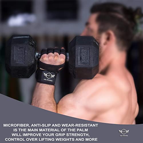 Ak Strike Workout Gloves - Ventilated Lifting Gloves For Men, Women - Strong Weightlifting Gloves - Nonslip Microfiber Palm - Adjustable Work Out Weight Lifting Gloves, Gym Exercise, Fitness Glove #TOP5