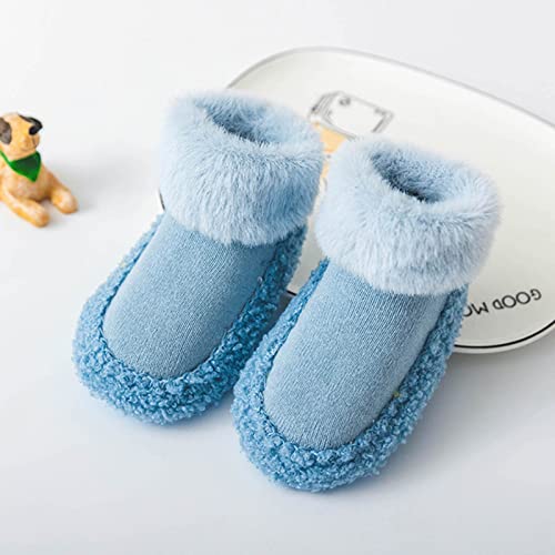 Baby Slippers Infant Toddle Footwear Winter Toddler Shoes Soft Bottom Indoor Non Slip Fleece Warm Floor Socks Shoes (Blue, 6-12 Months)3