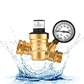 RV Water Pressure Regulator Valve for Camper: Brass Lead-Free Adjustable Water Pressure Reducer with Gauge Adjustable Valve Inlet Screen Filter for RV Camper Travel Trailer (Regular)