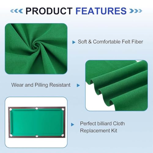 Tapis de billard professionnel en feutre vert pour corriger les trajectoires sur table de 2,7 m