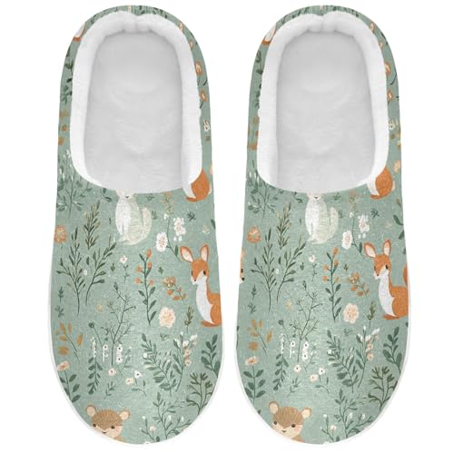 JUNZAN Cute Animals Womens Cotton House Slippers Wide Memory Foam Foam Slippers for Spa Birthday Presents 6-7