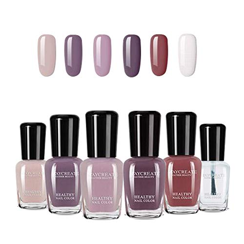 Non Toxic Nail Polish Set Easy Peel Off and Quick Dry Eco Friendly Water Based Nail Polish for Girls Women and Teens Kids(6 Bottles)