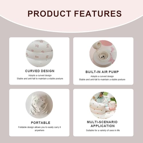 Image of Inflatable Baby Seat, Baby Floor Seats for Babies 3-36 Months, Sit Up Chair with Built-in Air Pump, Portable Infants Back Support Seater, Sit Me Up Seat for Home, Travel (Love Rabbit, M)