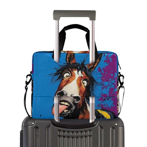 Maletín para laptop con diseño de caballo divertido y múltiples bolsillos miniatura 4