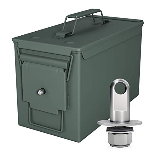 Solid Tactical 50 Cal Ammo Can with Locking Kit â€“ New Steel Green Ammo Box Military & Army M2A1 for Long-Term Waterproof Ammunition & Valuables Storage Case