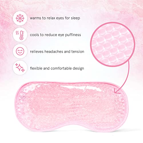 Hot & Cold Gel Bead Eye Mask/Sleep Mask - Reusable, Microwavable & Freezable Eye Compress Gel Mask With Adjustable Strap - Sleep Mask For Puffy & Tired Eyes By Grace And Stella #TOP2