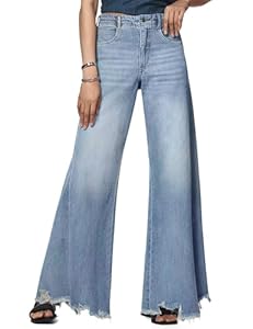 Fengbay Flared Jeans für Damen Wide Leg Baggy Stretch Bootcut Damenjeans Mid Rise Schlaghose Hosen Jeans Trendy