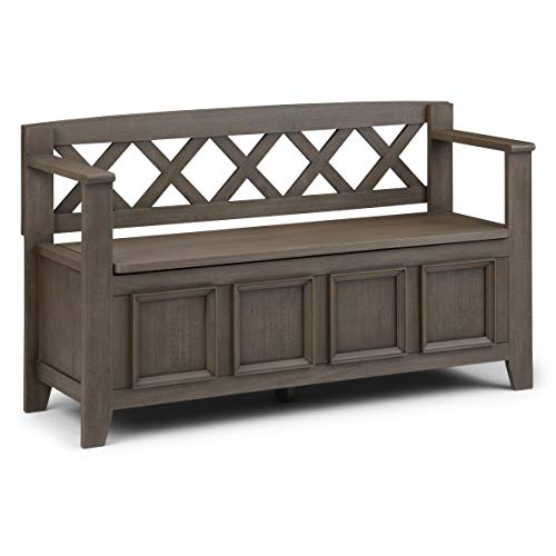 Simpli Home Amherst Entryway Storage Benches, Farmhouse Grey