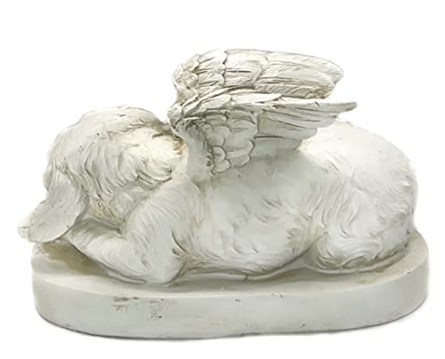 Bellaa Dog Statues 10 Inch Labrador Golden Retriever Puppy Outdoor Garden Angel Pet Memorial Monument Grave Marker Tribute Stone Finish Sculptures Home Decor #TOP2
