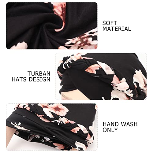 Image of DRESHOW Turban Pre-Tied Twisted Hat Thread African Head Wraps for Black Women Chemo Cancer Cap Braid Hair Cover