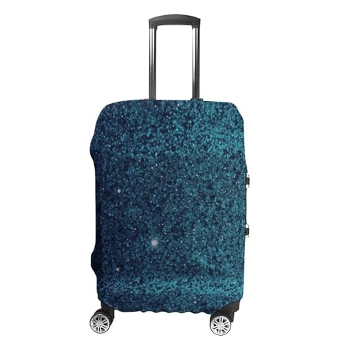 Teal Glitter Printed Luggage Cover Protector, Fits 18-32 Inch Luggage