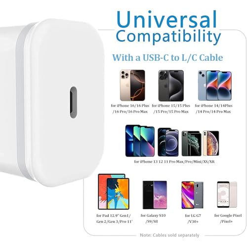 USB C Charger Block, for iPhone 17 Fast Charging 20W Box Type-C Plug 3-Pack | for iPhone 17 16 Charger Fast Charging USB C Block 20W Type-C Wall Plug Portable Power Adapter Brick Box 15 Air Pro Max Plus - image 6