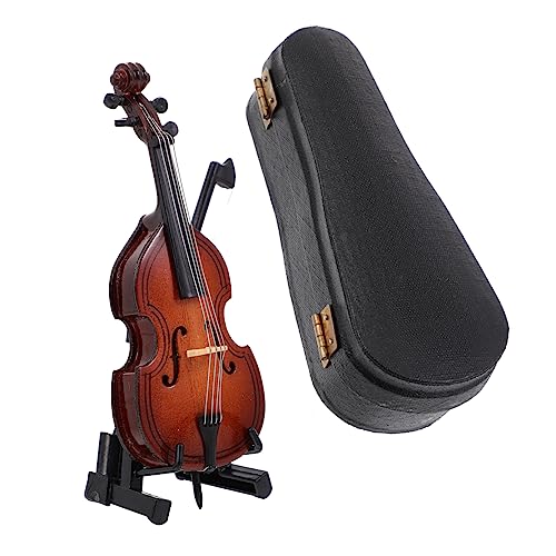 Cabilock Realistic Mini Bass Violoncello Model Violin Instrument Adornment Miniature Case