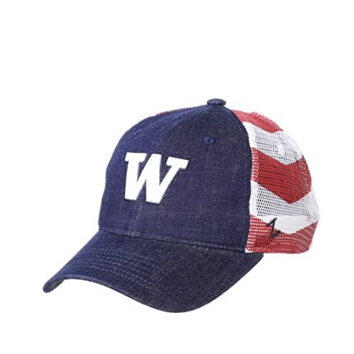 Campus Hats Anthem Unstructured Trucker Soft Mesh Adjustable Snapback Men's Baseball Hat/Cap (Washington Huskies)