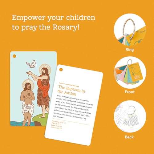 How to Pray the Rosary Cards - 27 Catholic Prayers Cards with 1.5" Metal Ring - Vibrant Colors, 2.5" x 4" Religious Cards - Ideal Rosary Gift for Children and Adults2