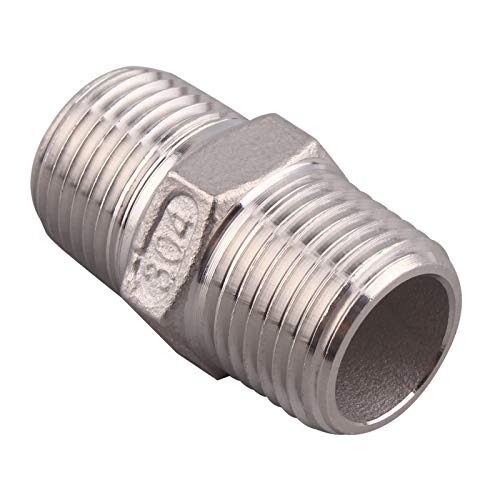 Hex Nipple 1/2 Inch Male Npt - Derpipe Stainless Steel 304 Threaded Pipe Fitting For Brew Kit, Home Piping Application(Pack Of 1) #TOP3