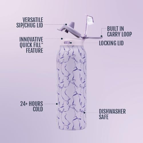 Image of Ello Pop & Fill Insulated Stainless Steel Water Bottle with Quick Fill Lid, Leakproof Locking, Sip or Chug Spout, BPA-Free, Double Wall Vacuum Insulated for Sports, Travel & School- 22oz / 32oz / 40oz