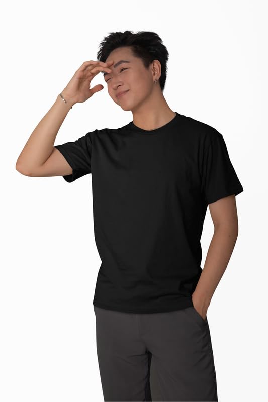 Image of Solid T Shirt for Men | Men's Premium Cotton T-Shirt | Round Neck | Regular Fit | Comfortable Fabric | Stylish & Lightweight | Perfect for Everyday Use