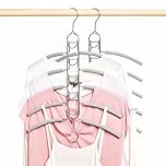 Amber Home 2pcs Space Saver Multi Layer Metal Coat Hanger, Heavy Duty 5-Tier Anti-slip Sponge Magic Clothes Hangers, Wardrobe Storage Multifunctional Shirt Sweater Suits Closet Hanger (2 Swivel Hooks)