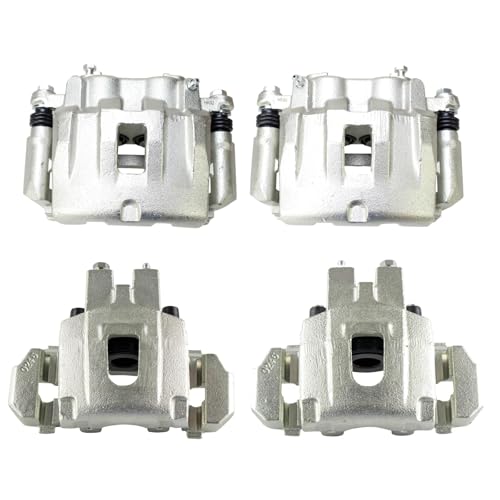 Image of TRQ Front and Rear Brake Caliper Set Zinc Coated Brackets Hardware Compatible with 1999-2004 Jeep Grand Cherokee