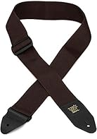 Durable and comfortable 2 inch wide polypropylene webbing. Adjustable length 41 inch to 72 inch. Quality black leather ends. Ernie Ball logo stamped in gold print. Black Delrin adjustable buckle and connector.