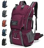 MOUNTAINTOP 40L Wanderrucksack Trekkingrucksack Damen Herren Outdoor Reiserucksack mit Regenhülle für Camping Klettern Wandern Sport (Fuchsia)