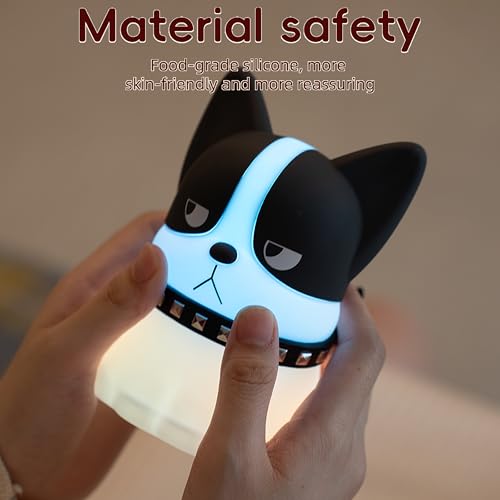 Image of Led Cute Frenchie Night Light, Dimmable Nursery Kawaii Lamps, Super Squishy Silicone USB Rechargeable Touch Control Bedside Lamp, Used for Camping Party Room Decor(Frenchie)