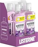Listerine Total Care Milder Taste (Zero Alcohol) Antibacterial Mouthwash (750ml), Caring and Cleansing Wash with 10-in-1 Benefits, Freshens Breath with Milder Taste,Pack of 4