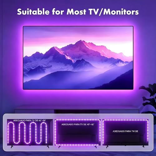 Image of LED Lights for TV,RGB TV Backlight Behind,16.4ft LED Lights for 45-75 Inch TVs,Music Sync Bluetooth APP & Remote Control USB Powered Strip Lights for Bedroom Xmas Home Decor