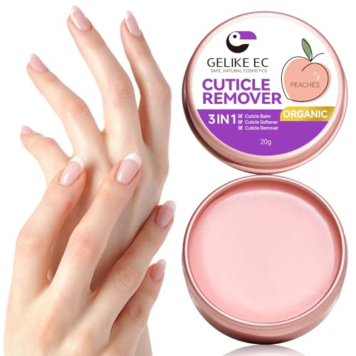 gelike ec Cuticle Cream for Dry Damaged Cuticles: Organic Moisturizer Nail Care Balm Cuticle Remover for Rough Hands Cracked Rigid Foot - Professional Nail Repair for Salon Home - Peach Scent