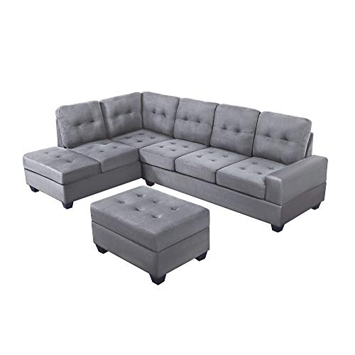 Merax Sectional Sofa 3-Seat Sofa Sets Living Room Sofa Couches With Chaise Lounge And Ottoman For Living Room Furniture (Antique Grey) #TOP7