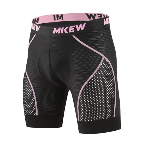 MKEW Men's High Density Sponge Padded Cycling Underwear Bike Shorts Underwear MTB Liner Road Biking Bicycle Clothes (US, Alpha (Alpha), S, Regular, 1, Pink)
