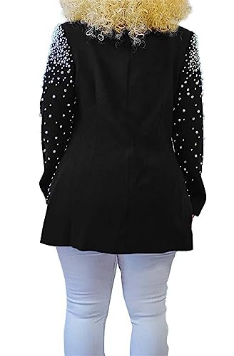 Women's Long Sleeve Lapel Pearls Rhinestones Sexy Nightclub Party Cardigan Blazer Jackets2