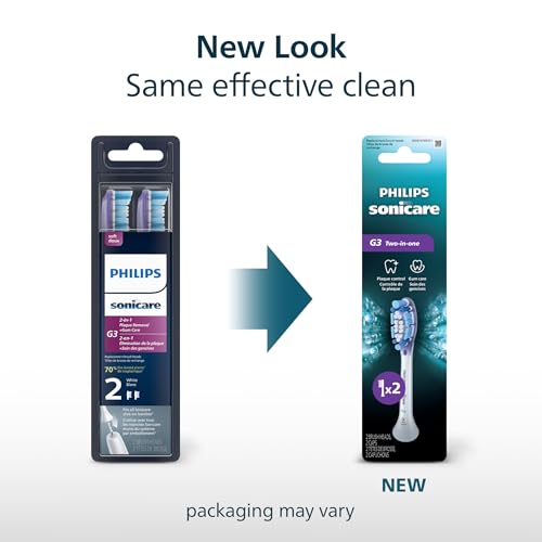 Image of Philips Sonicare G3 Two-in-One - Genuine Replacement Electric Toothbrush Heads, White, 2 Pack, HX9052 /77
