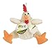 goDog Checkers Fat Rooster Squeaky Plush Dog Toy, Chew Guard Technology - White, Large
