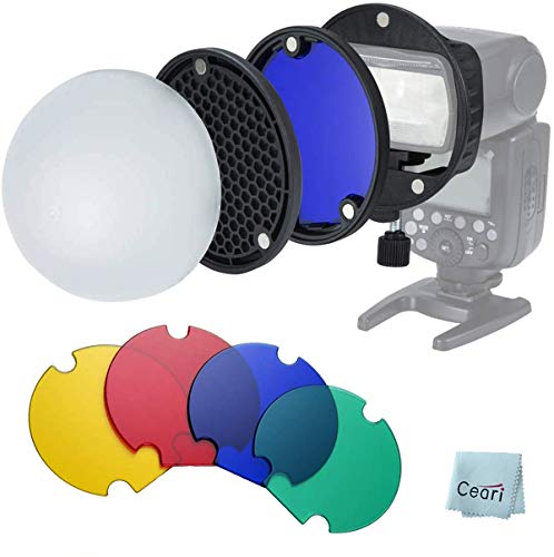 Triopo MagDome Kit with Diffuser, Honeycomb Grid, Color Gels with Universal Mount Adapter Kit for Godox Canon Nikon Sony YONGNUO Speedlite