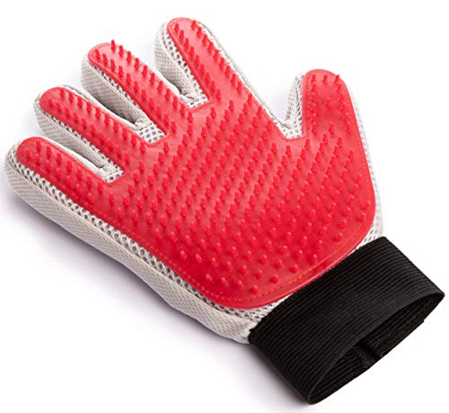 DOMESTIQUE Pet Grooming Glove - for Deshedding Dogs, Cats & Horses. Hair and Fur Remover Brush Mitt for Shedding Animals