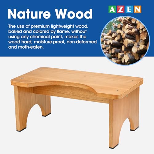 AZEN Toilet Stool Squat Adult, Wood Poop Stool for Bathroom Adults, 7 Inch Height