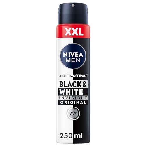 NIVEA MEN Black & White Invisible Deo Spray XXL, Anti-Transpirant mit Anti-Flecken-Formel, mit 72h Anti-Transpirant-Schutz und NIVEA MEN Pflegekomplex (250 ml)