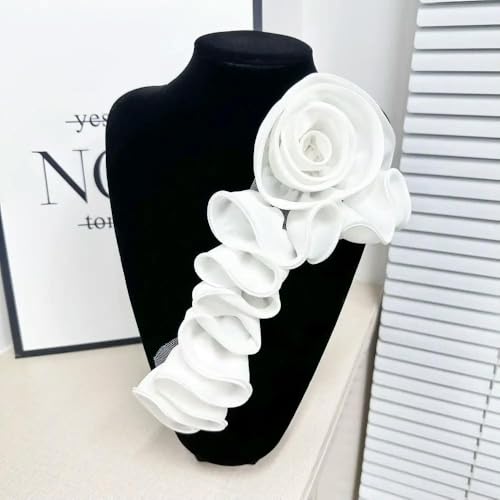 LOUKEKE par de Parches Plisados de Flores Grandes, Apliques de Costura de Flores para el Pecho Hechos a Mano para Accesorios de Vestidos de Novia y decoración Floral 3D