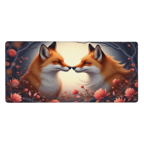 Tapis de souris de jeu et grand tapis de bureau décoratif renard