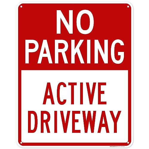 No Parking Active Driveway Sign, 24x30 Inches, 55 mil thick HDPE (high density polyethylene), Made in USA by My Sign Center