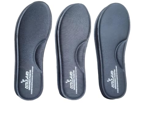 ECOLAND Memory Foam Shoe Insoles Comfortable Insoles Supports Heel & Arch Absorbs Foot Sweat & Moisture Ultra Soft Cushioned Lightweight Durable Washable Pads for Men SPORTS SHOES INSOLE (3 Pair)(BLACK, 10)