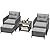 LHBcraft Balcony Furniture 5 Piece Patio Conversation Set, PE Wicker Rattan Outdoor Lounge Chairs with Soft Cushions 2 Ottoman&Glass Table for Porch, Lawn-Grey Wicker (Grey-Grey)