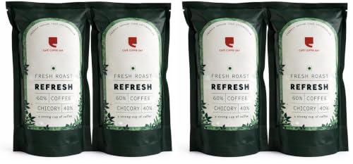 Image of Cafe Coffee Day - Refresh 200 Gm Each (Pack Of 4)|Filter 60% Coffee & 40% Chicory, Medium To Dark Roast|South Indian Filter|Freshly Roasted Ground - Bag